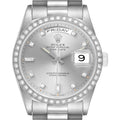 President Day-Date White Gold Diamond Dial Bezel Watch 18349 Box Papers