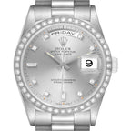 President Day-Date White Gold Diamond Dial Bezel Watch 18349 Box Papers