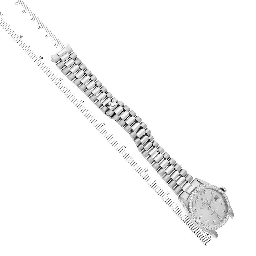 President Day-Date White Gold Diamond Dial Bezel Watch 18349 Box Papers