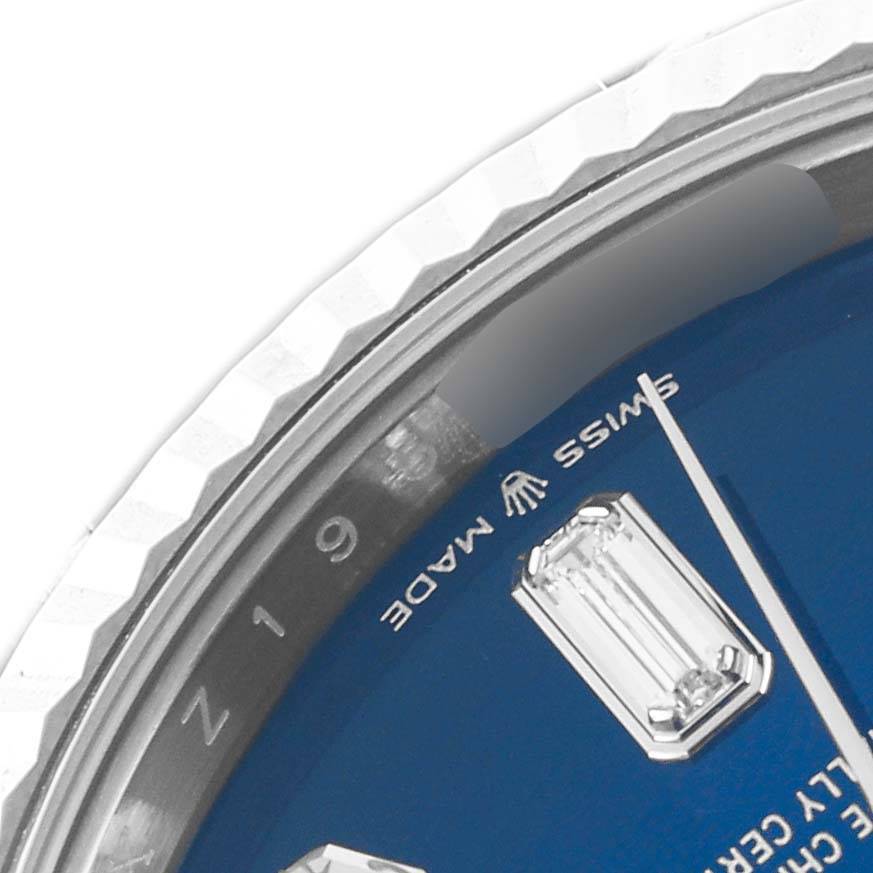 President Day-Date White Gold Blue Diamond Dial Mens Watch 128239 Box Card