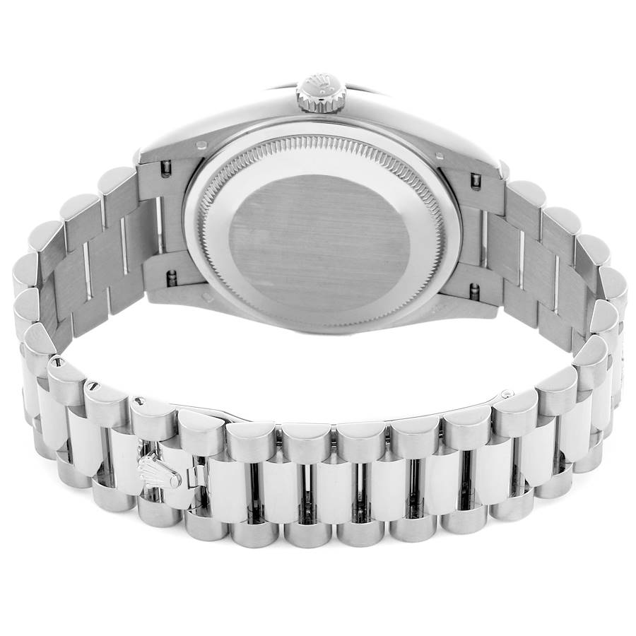 President Day-Date White Gold Blue Diamond Dial Mens Watch 128239 Box Card