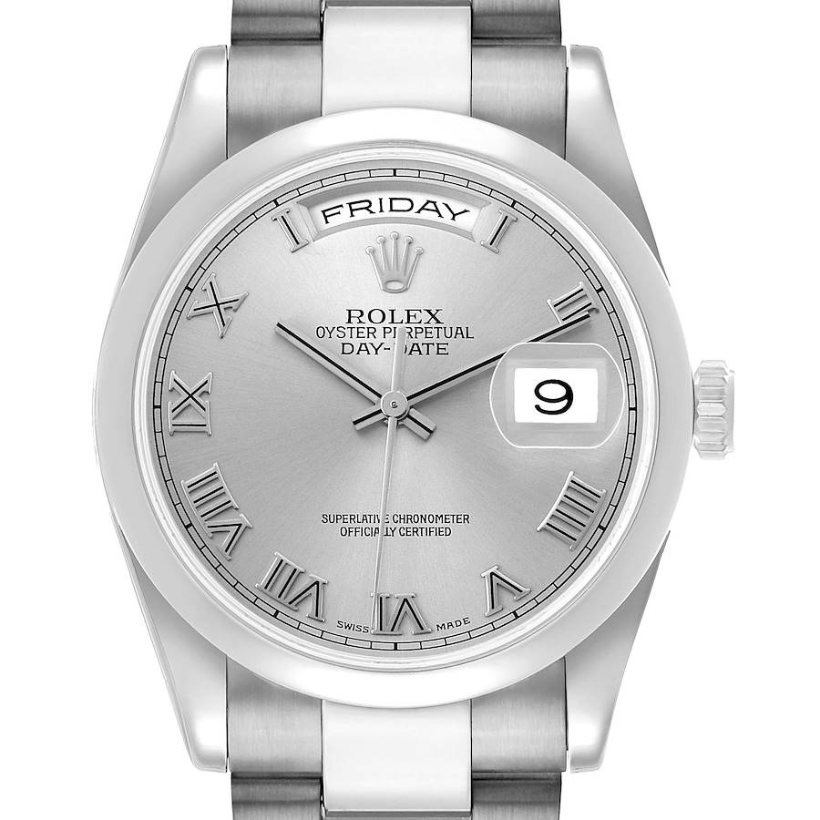 President Day-Date White Gold Silver Dial Mens Watch 118209