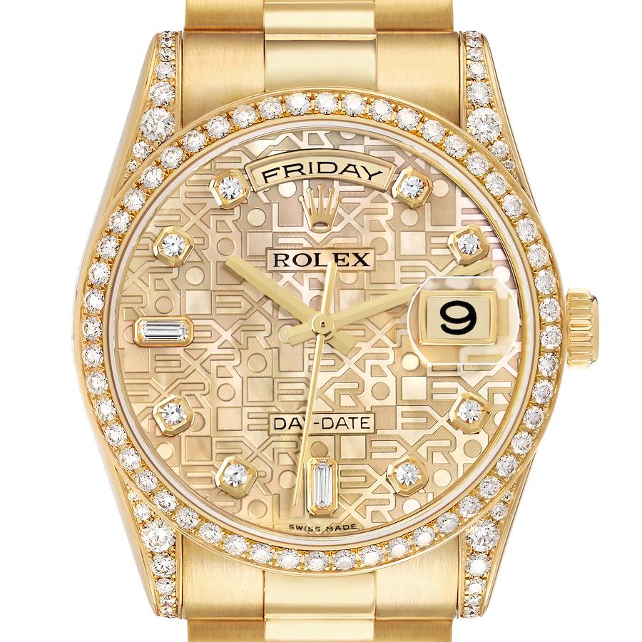 President Day-Date Yellow Gold Diamond Mother of Pearl Mens Watch 118388