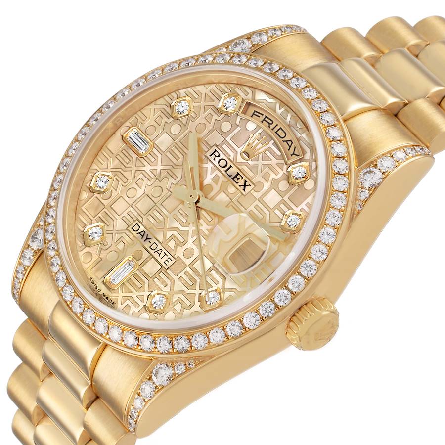 President Day-Date Yellow Gold Diamond Mother of Pearl Mens Watch 118388