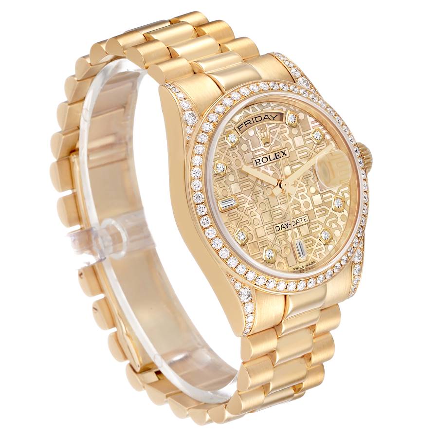 President Day-Date Yellow Gold Diamond Mother of Pearl Mens Watch 118388