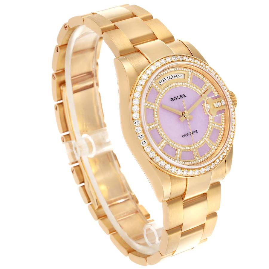President Day-Date Yellow Gold Carousel Lilac Jade Diamond Mens Watch 118348