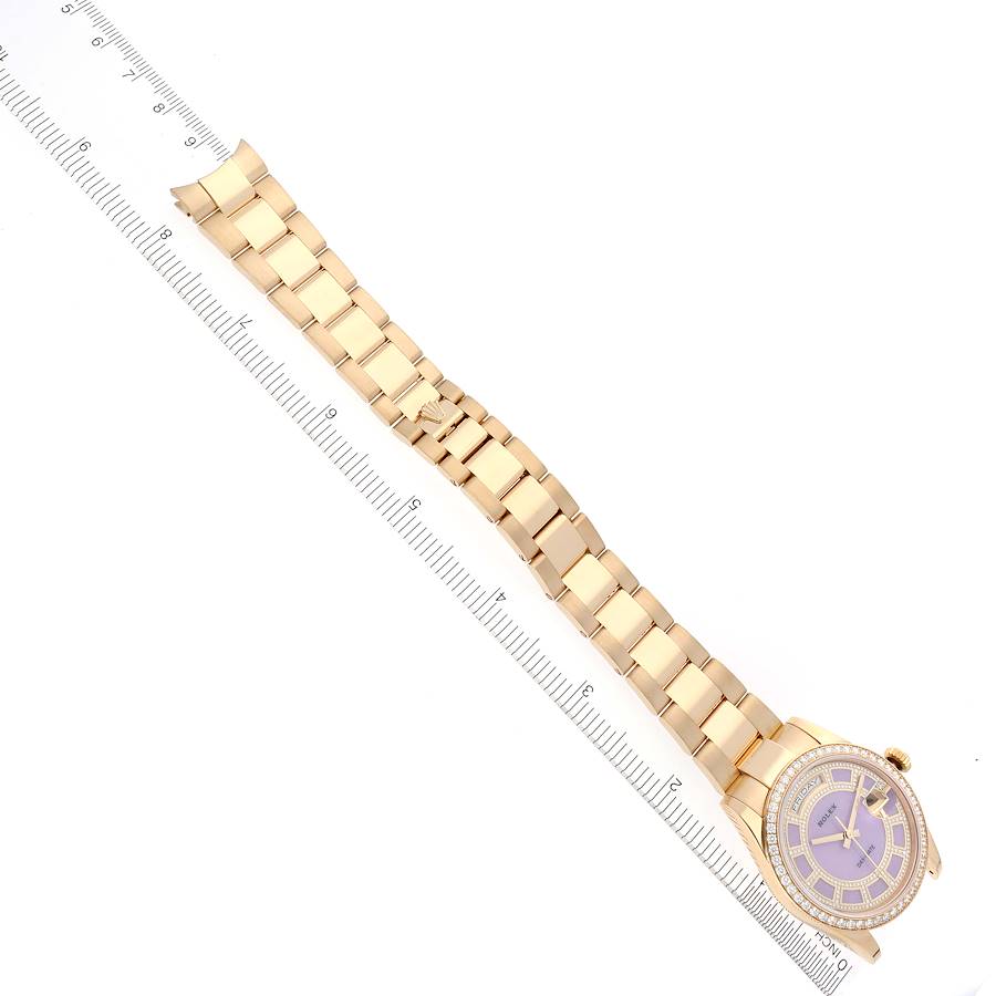 President Day-Date Yellow Gold Carousel Lilac Jade Diamond Mens Watch 118348