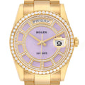 President Day-Date Yellow Gold Carousel Lilac Jade Diamond Mens Watch 118348