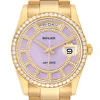 President Day-Date Yellow Gold Carousel Lilac Jade Diamond Mens Watch 118348