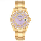 President Day-Date Yellow Gold Carousel Lilac Jade Diamond Mens Watch 118348