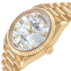 President Day-Date Yellow Gold MOP Diamond Dial Mens Watch 128238 Box Card