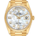 President Day-Date Yellow Gold MOP Diamond Dial Mens Watch 128238 Box Card