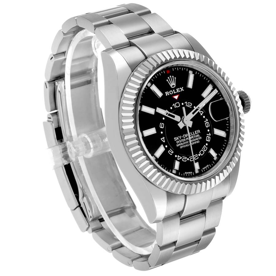 Sky-Dweller Black Dial Steel White Gold Mens Watch 326934