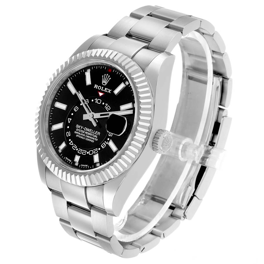 Sky-Dweller Black Dial Steel White Gold Mens Watch 326934