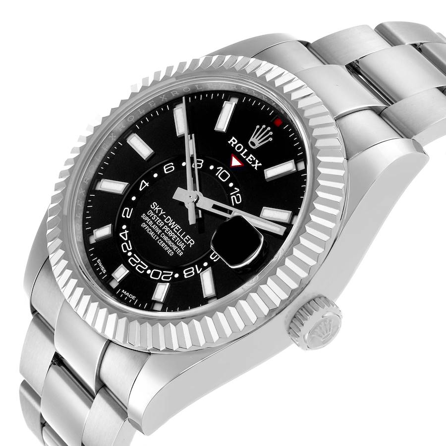 Sky-Dweller Black Dial Steel White Gold Mens Watch 326934