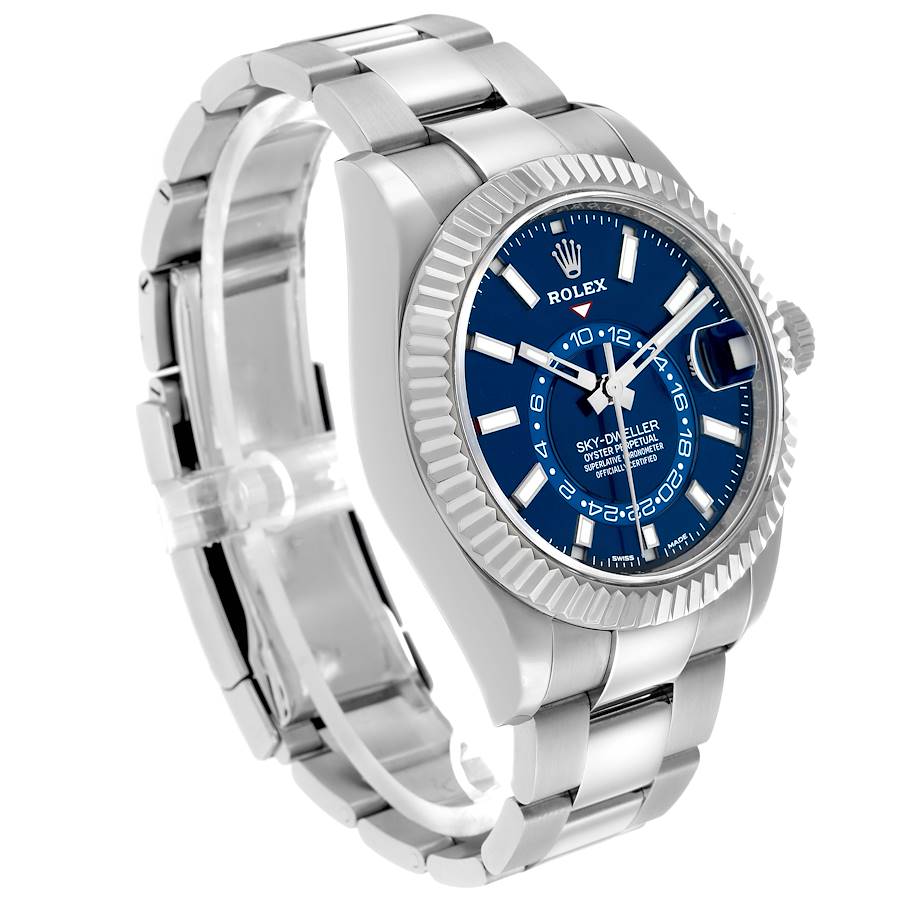 Sky-Dweller Blue Dial Steel White Gold Mens Watch 326934