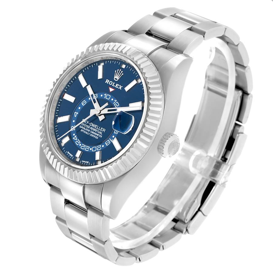 Sky-Dweller Blue Dial Steel White Gold Mens Watch 326934