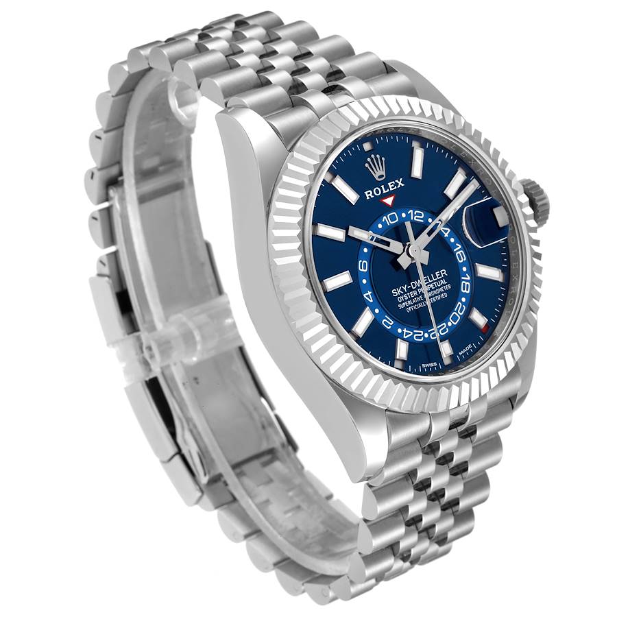 Sky-Dweller Blue Dial Steel White Gold Mens Watch 326934 Unworn