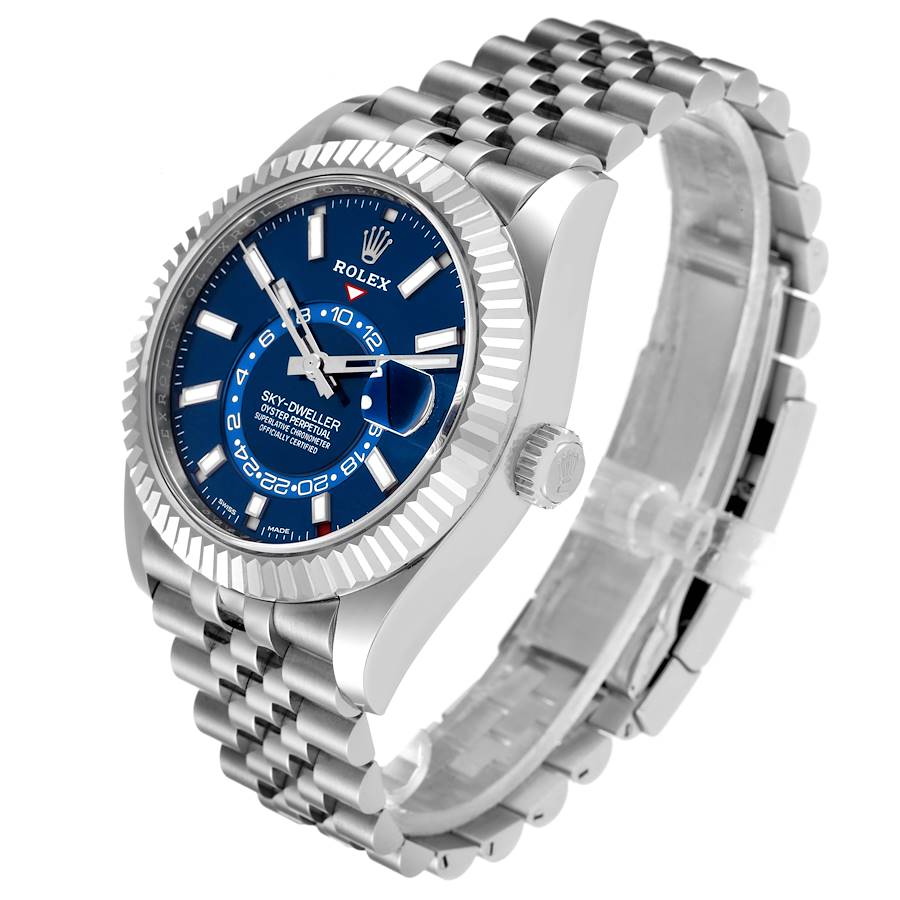 Sky-Dweller Blue Dial Steel White Gold Mens Watch 326934 Unworn
