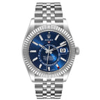Sky-Dweller Blue Dial Steel White Gold Mens Watch 326934 Unworn