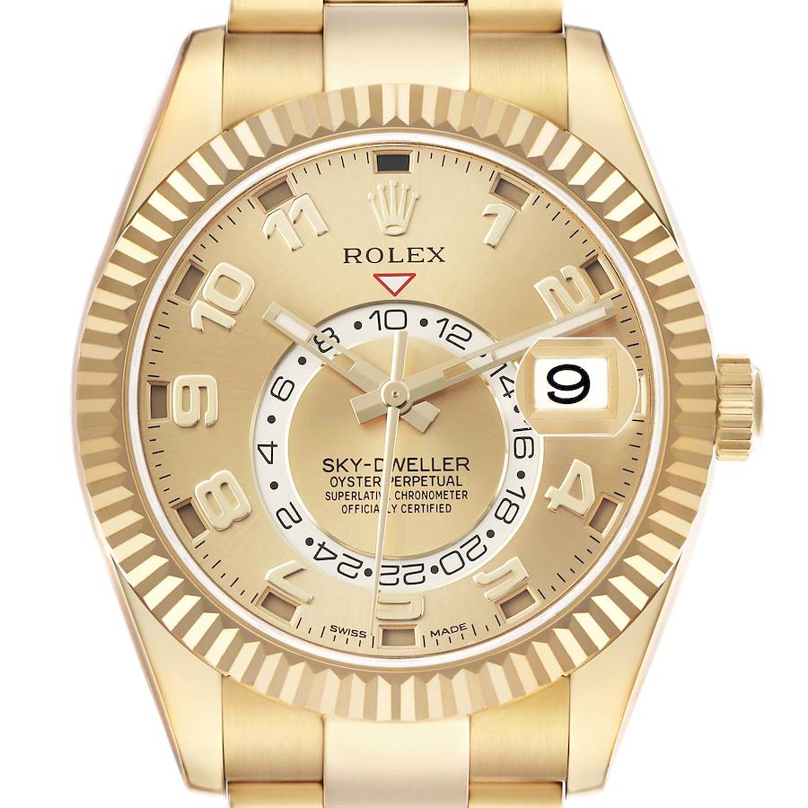 Sky-Dweller Champagne Dial Yellow Gold Mens Watch 326938