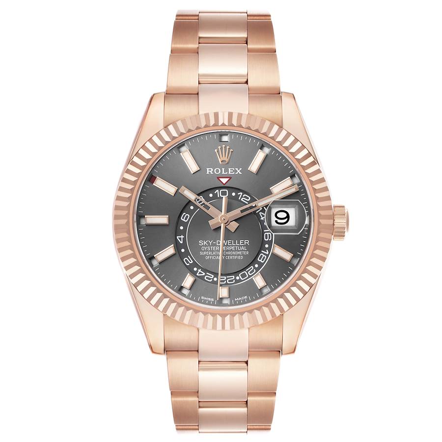 Sky-Dweller Rose Gold Slate Dial Mens Watch 326935 Box Card