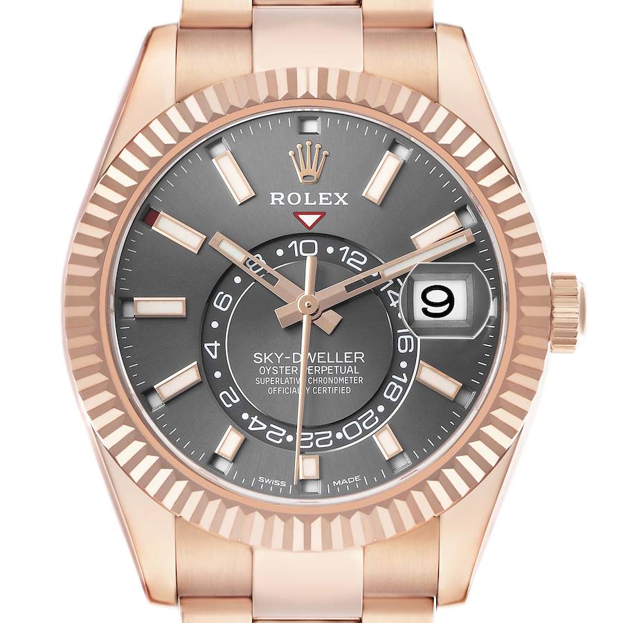 Sky-Dweller Rose Gold Slate Dial Mens Watch 326935 Box Card