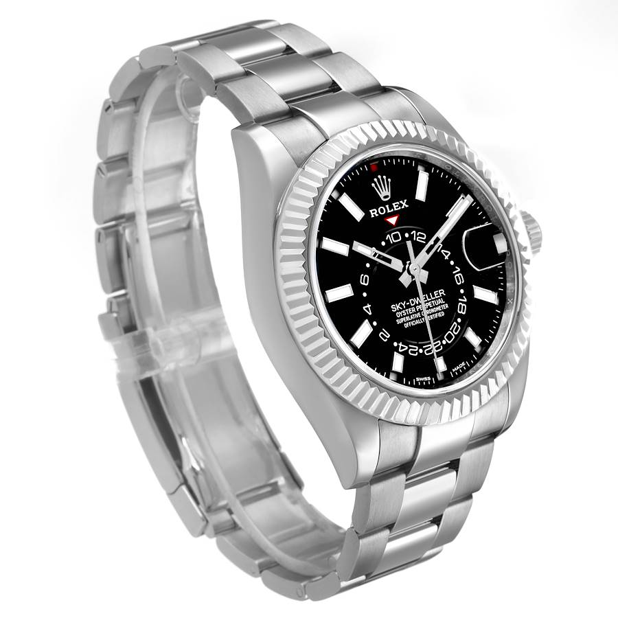 Sky-Dweller Steel White Gold Black Dial Mens Watch 326934