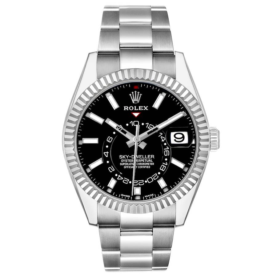 Sky-Dweller Steel White Gold Black Dial Mens Watch 326934