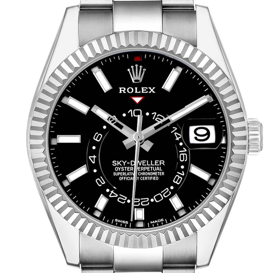 Sky-Dweller Steel White Gold Black Dial Mens Watch 326934