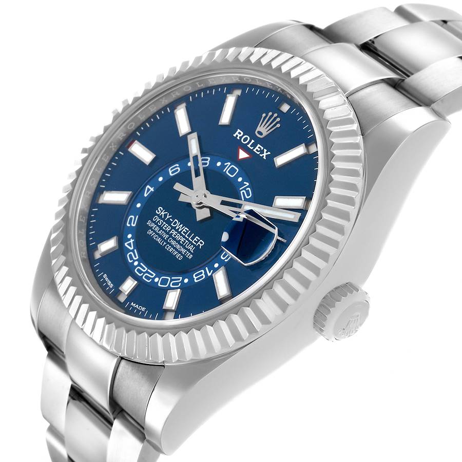 Sky-Dweller Steel White Gold Blue Dial Mens Watch 326934