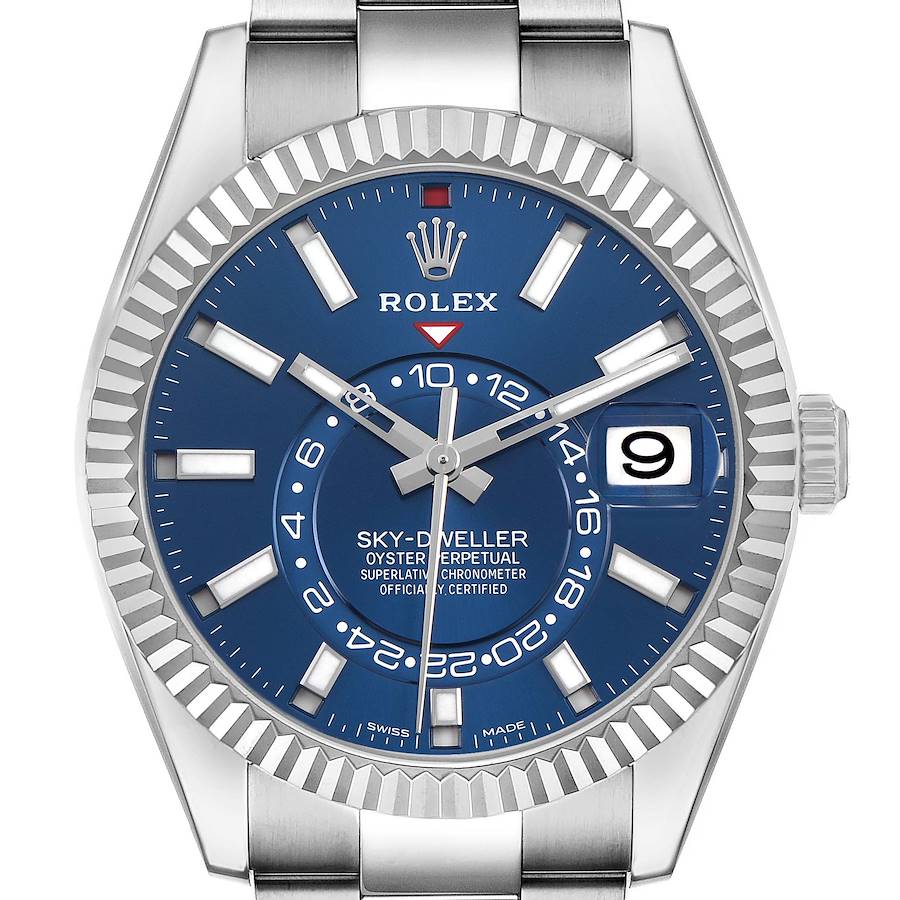 Sky-Dweller Steel White Gold Blue Dial Mens Watch 326934