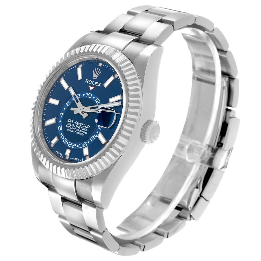 Sky-Dweller Steel White Gold Blue Dial Mens Watch 326934