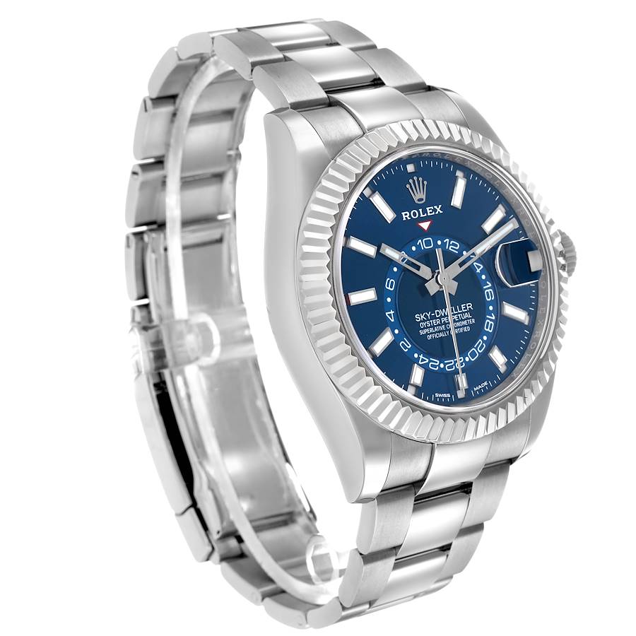 Sky-Dweller Steel White Gold Blue Dial Mens Watch 326934 Box Card