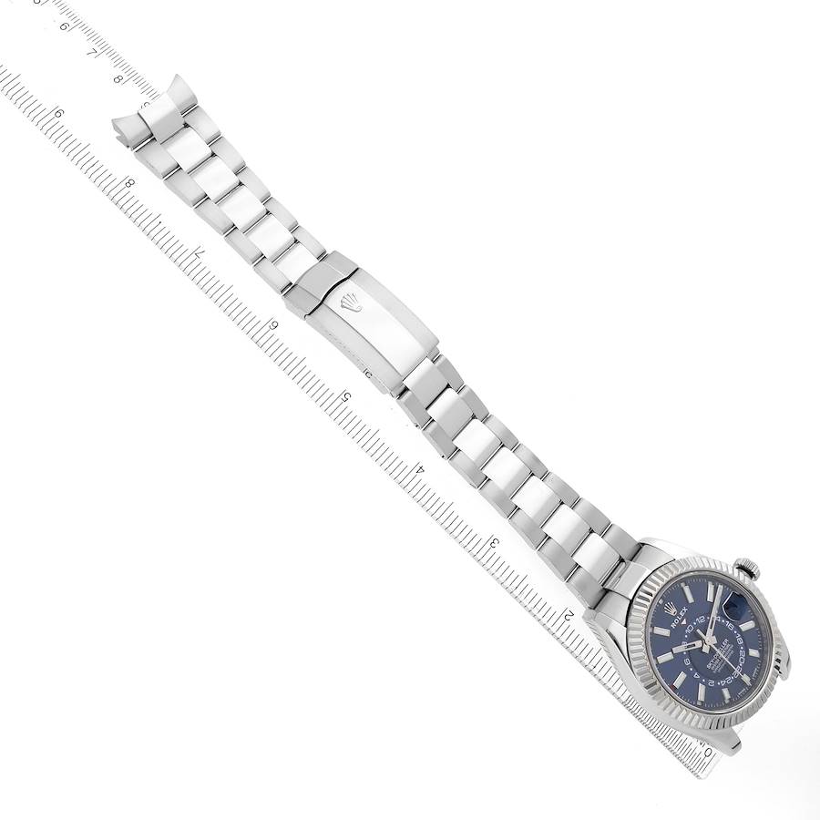 Sky-Dweller Steel White Gold Blue Dial Mens Watch 326934 Box Card