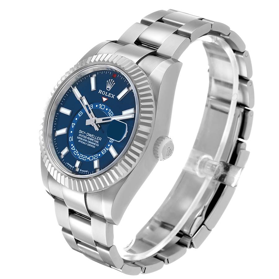 Sky-Dweller Steel White Gold Blue Dial Mens Watch 336934 Box Card