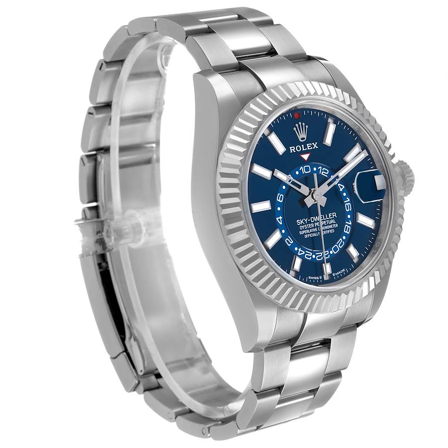 Sky-Dweller Steel White Gold Blue Dial Mens Watch 336934 Box Card