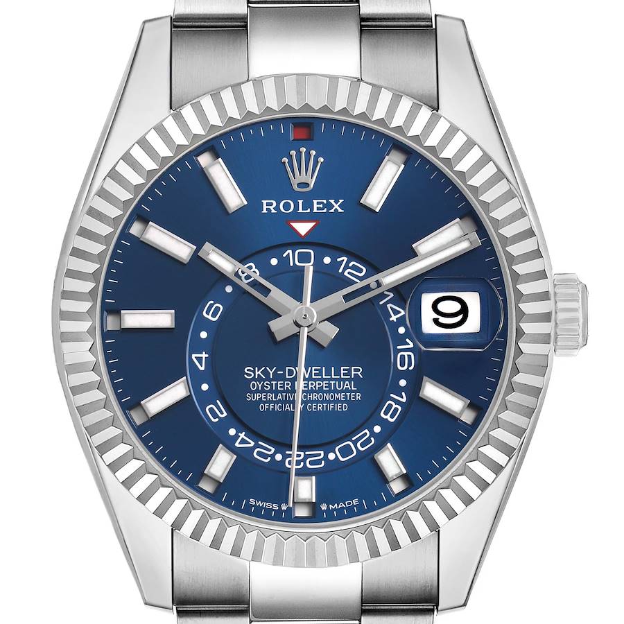 Sky-Dweller Steel White Gold Blue Dial Mens Watch 336934 Box Card