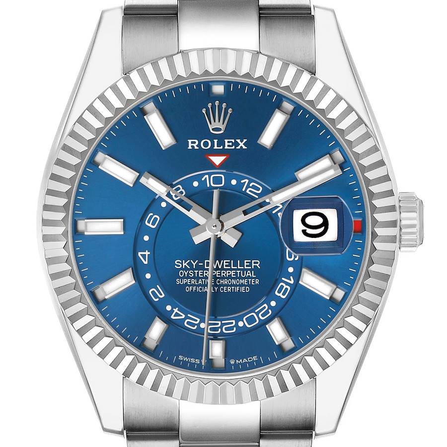 Sky-Dweller Steel White Gold Blue Dial Mens Watch 336934 Unworn