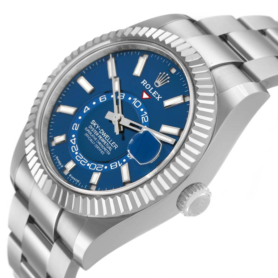 Sky-Dweller Steel White Gold Blue Dial Mens Watch 336934 Unworn
