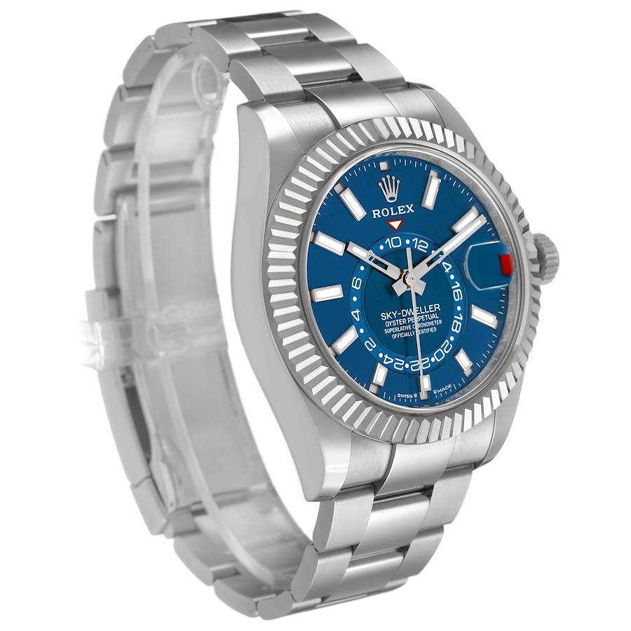 Sky-Dweller Steel White Gold Blue Dial Mens Watch 336934 Unworn