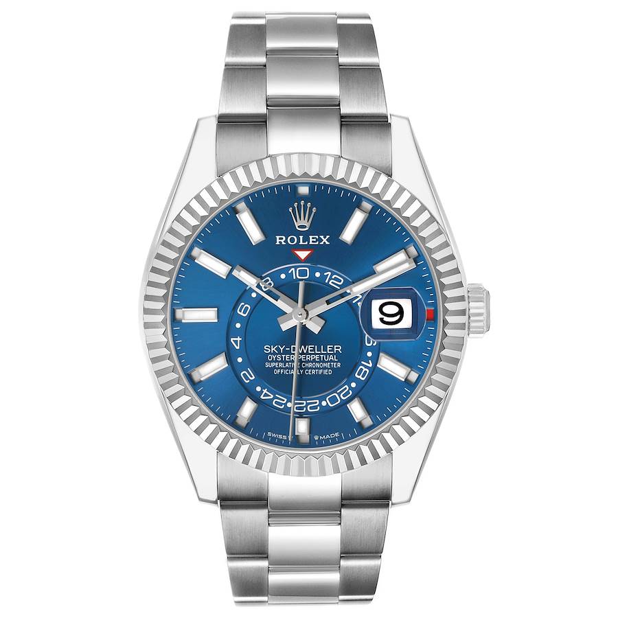 Sky-Dweller Steel White Gold Blue Dial Mens Watch 336934 Unworn