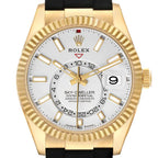 Sky-Dweller White Dial Yellow Gold Oysterflex Mens Watch 336238 Box Card