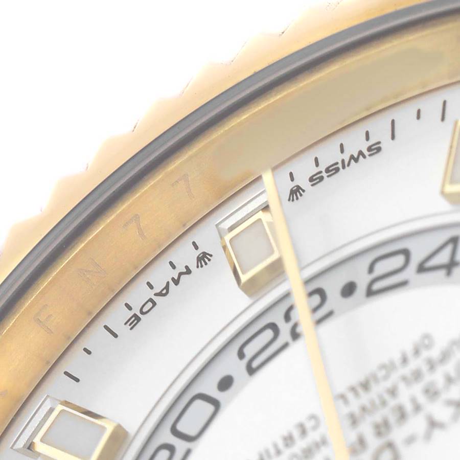 Sky-Dweller White Dial Yellow Gold Oysterflex Mens Watch 336238 Box Card