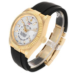 Sky-Dweller White Dial Yellow Gold Oysterflex Mens Watch 336238 Box Card