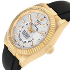 Sky-Dweller White Dial Yellow Gold Oysterflex Mens Watch 336238 Box Card