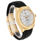 Sky-Dweller White Dial Yellow Gold Oysterflex Mens Watch 336238 Box Card