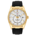 Sky-Dweller White Dial Yellow Gold Oysterflex Mens Watch 336238 Box Card