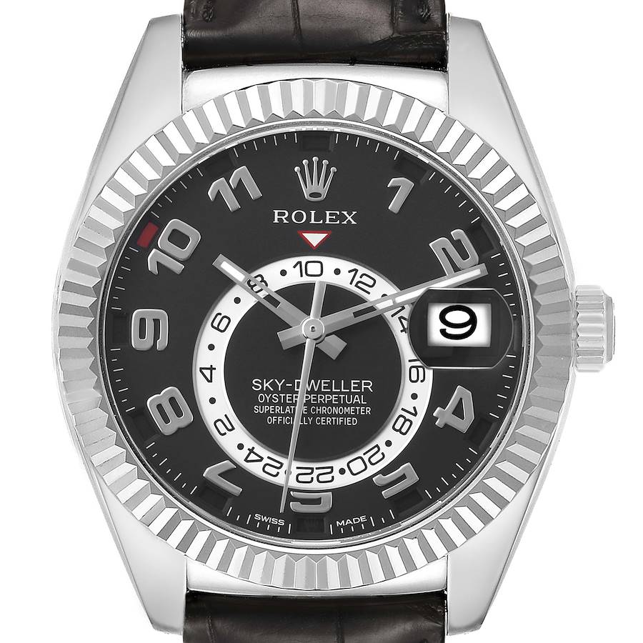Sky-Dweller White Gold Black Dial Mens Watch 326139 Box Card