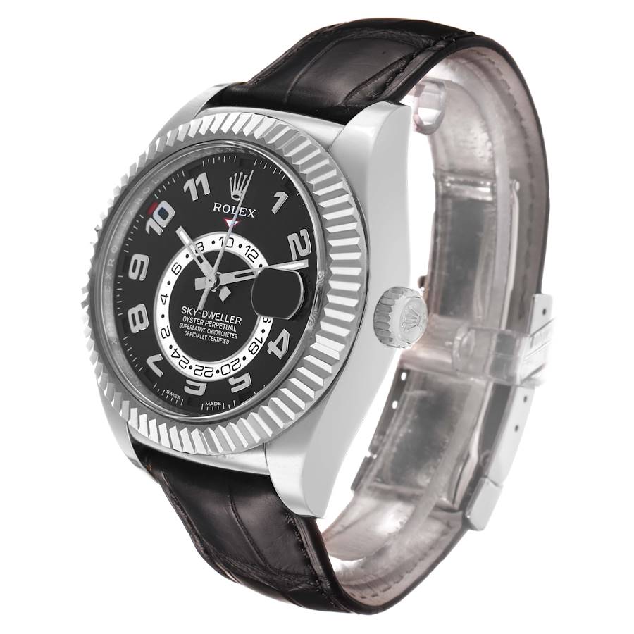 Sky-Dweller White Gold Black Dial Mens Watch 326139 Box Card